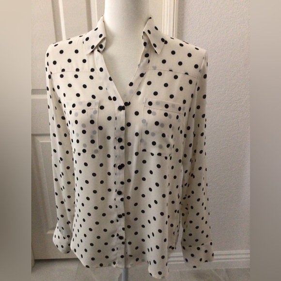 Express White Button Down Shirt with Notched Collar - Picture 1 of 8